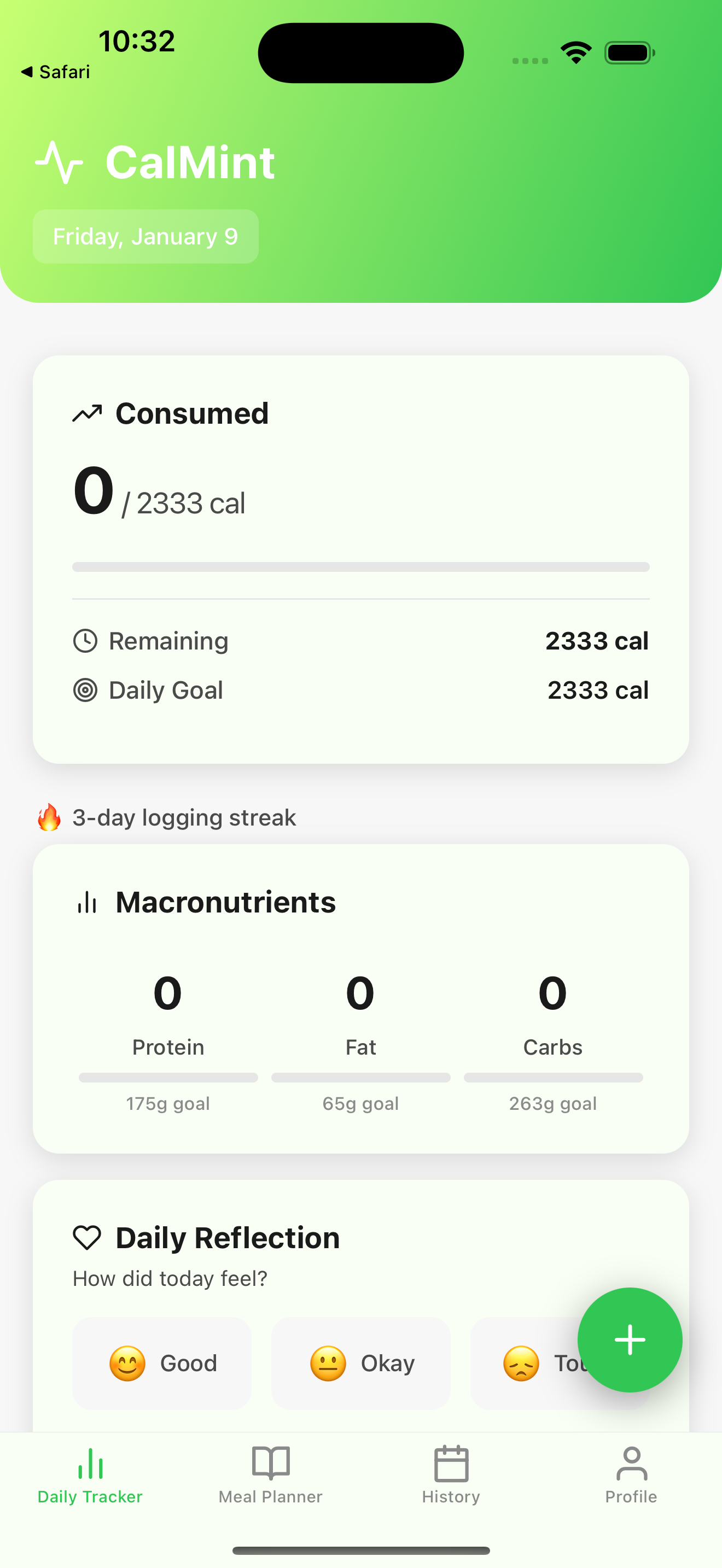 CalMint dashboard screenshot